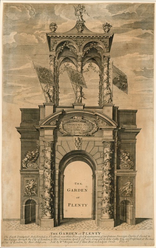 Trädgården av överflöd; Triumfbåge uppförd i Fleet Street, nära Whitefriars, London av English School