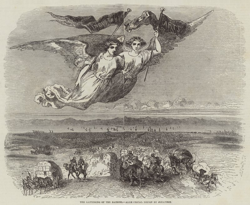 The Gathering of the Nations, allegorisk design av Johannot (gravyr) av English School