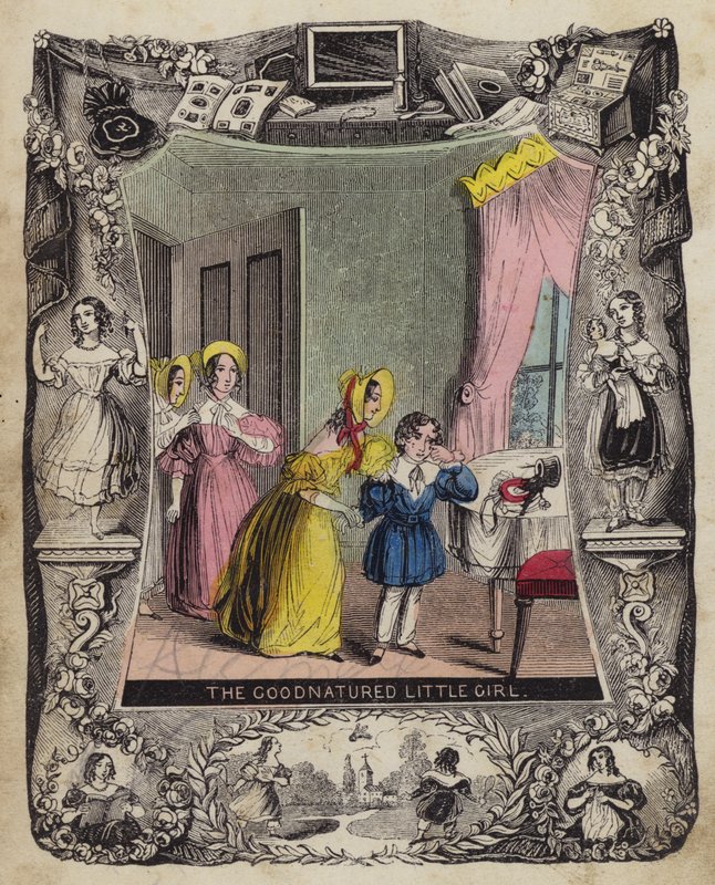 The Goodnatured Little Girl (färgad gravyr) av English School