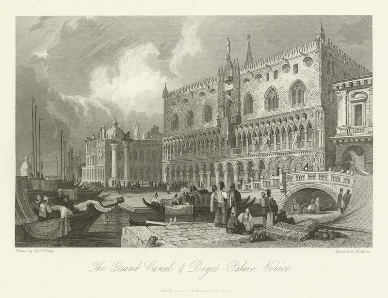 Canal Grande och Dogespalatset, Venedig, 1844 av English School