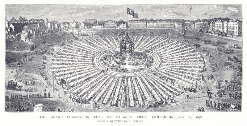 The Grand Coronation Fee på Parkers Piece, Cambridge, 28 juni 1838 av English School