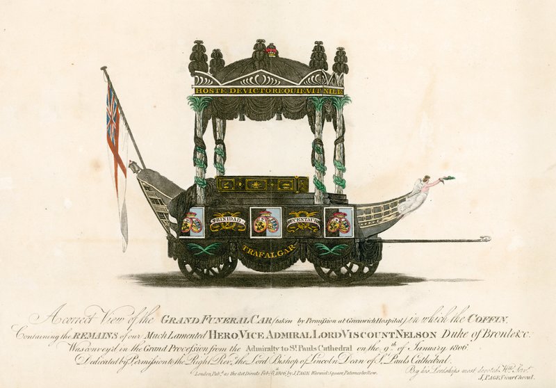 Viceamiral Lord Viscount Nelsons stora begravningsbil av English School