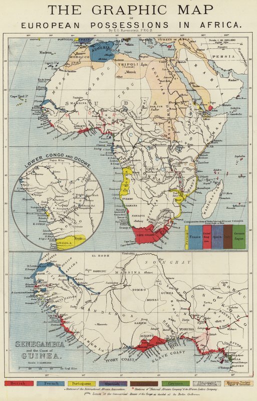 Den grafiska kartan över europeiska ägodelar i Afrika av English School