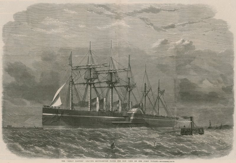 The Great Eastern lämnar Southamptons vatten för New York på sin första resa av English School
