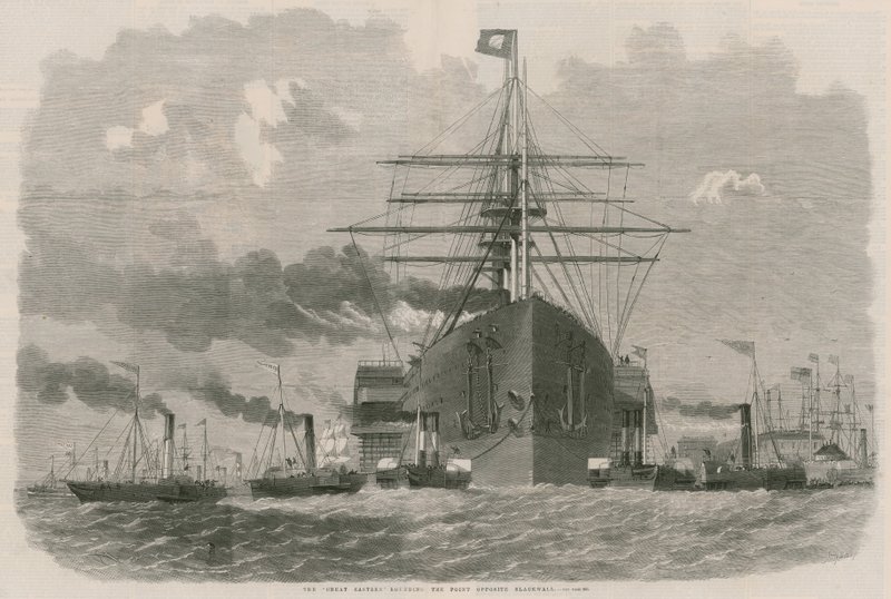 The Great Eastern rundar punkten mittemot Blackwall av English School