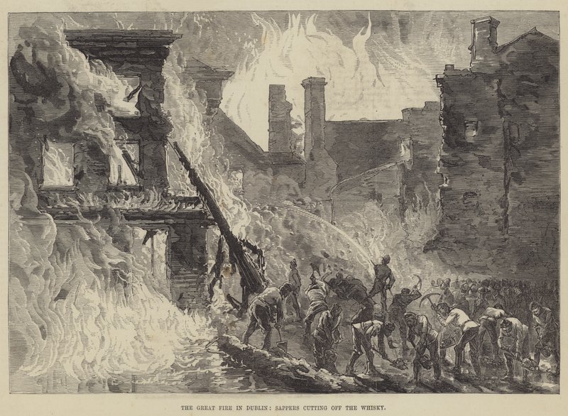The Great Fire i Dublin, Sappers skär av whiskyn (gravyr) av English School