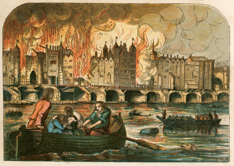 Den stora branden i London, 1666 av English School