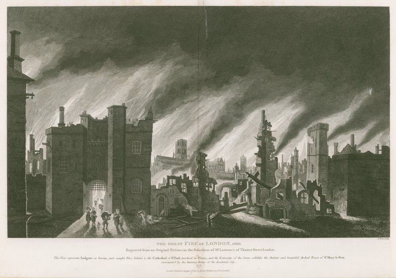 Den stora branden i London, 1666 av English School
