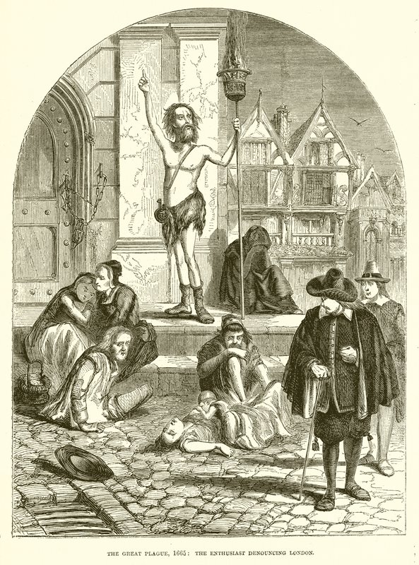 Den stora pesten, 1665: Entusiasten fördömer London av English School