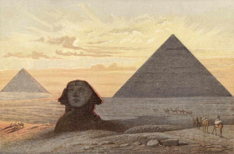 Den stora sfinxen och pyramiderna i Gizeh av English School