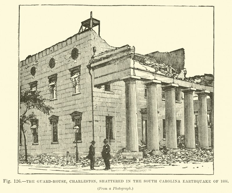 Guard-House, Charleston, krossades i jordbävningen i South Carolina 1886 av English School
