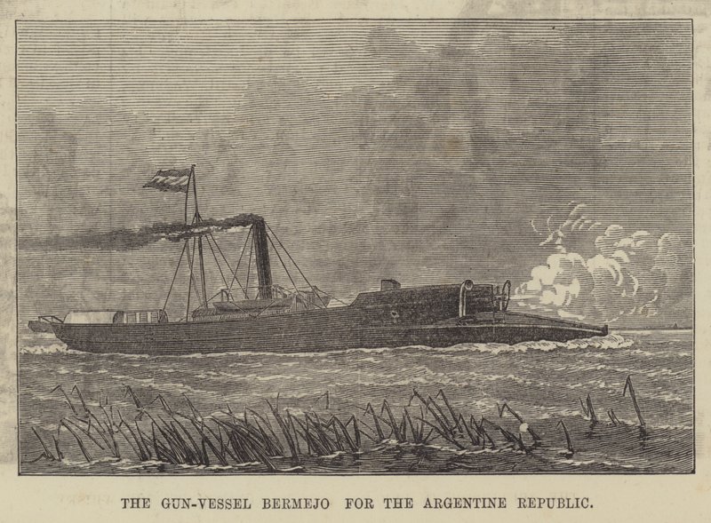 Gun-Vessel Bermejo för den argentinska republiken (gravyr) av English School