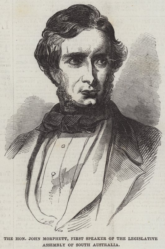 Den ärade John Morphett, förste talman för den lagstiftande församlingen i South Australia (gravyr) av English School