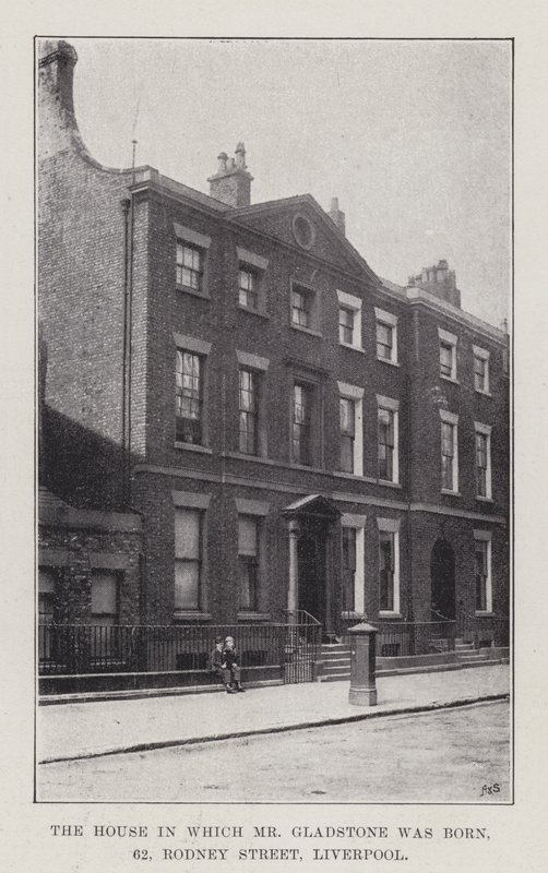 Huset där Mr Gladstone föddes, 62, Rodney Street, Liverpool (gravyr) av English School