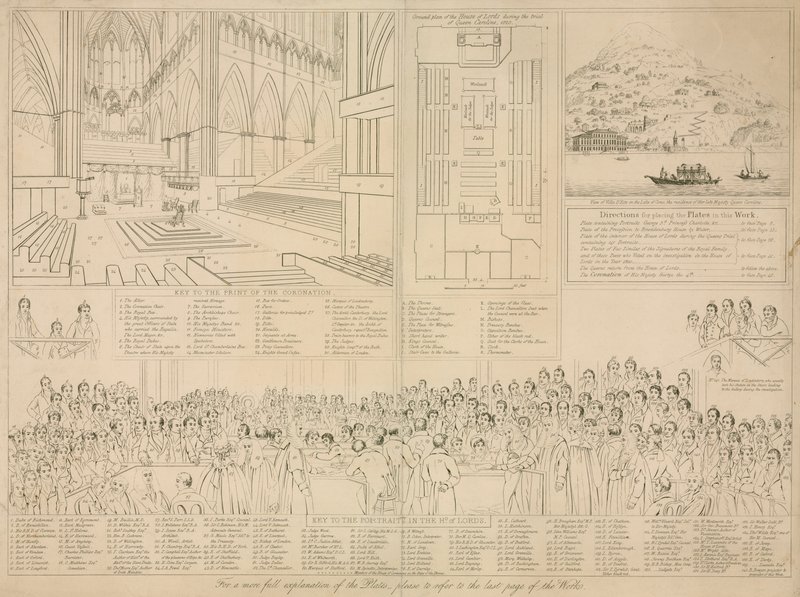 House of Lords vid tiden för rättegången mot drottning Caroline 1820 av English School