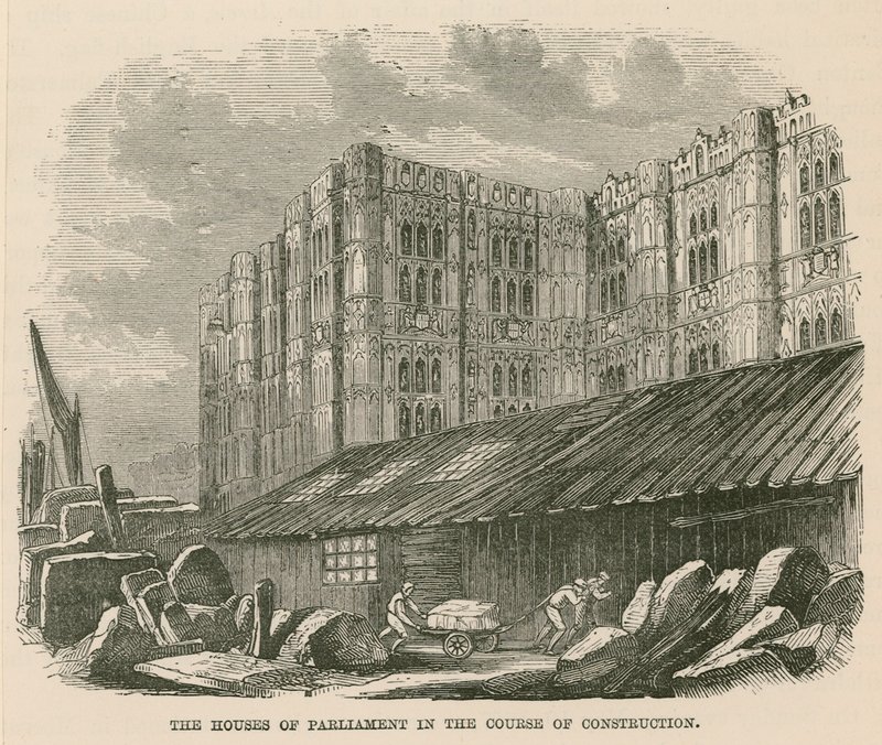 Houses of Parliament under uppbyggnad av English School