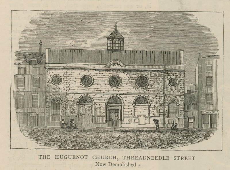 Hugenotterna i England: Hugenottkyrkan, Threadneedle Street av English School