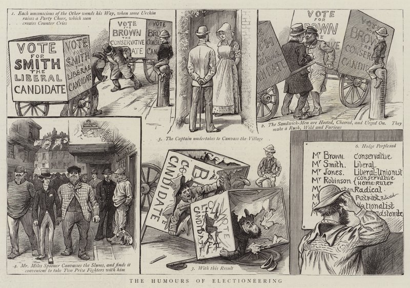 The Humors of Electioneering (gravyr) av English School