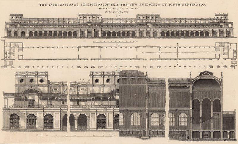 Den internationella utställningen 1871 - de nya byggnaderna i South Kensington av English School