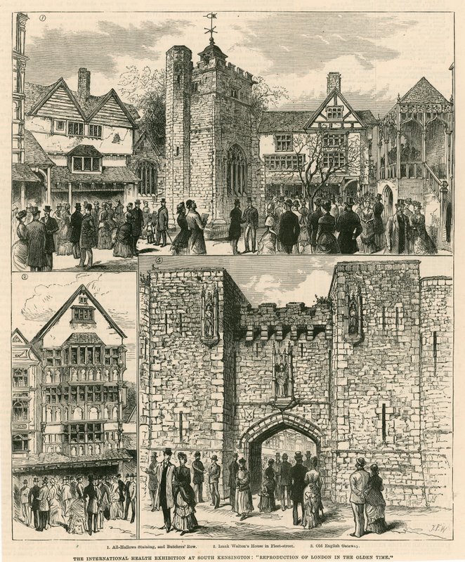 The International Health Exhibition at South Kensington: Reproduction of London in the Olden Time av English School