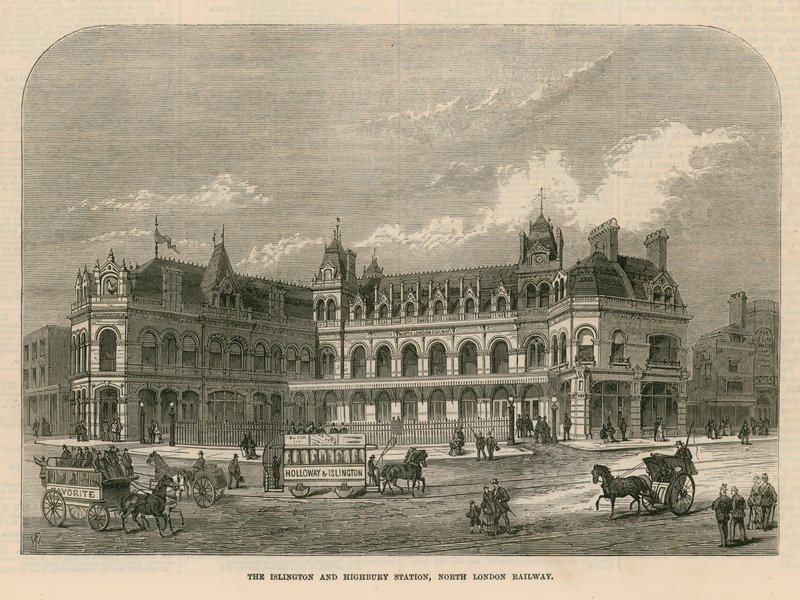 Islington och Highbury Station, North London Railway av English School