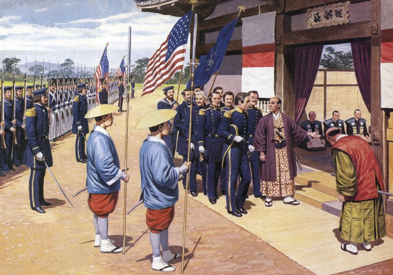 Japanerna ger efter för Commodore Perry av English School