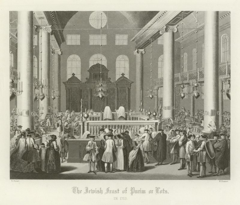 Den judiska högtiden Purim, eller lott, 1712 av English School