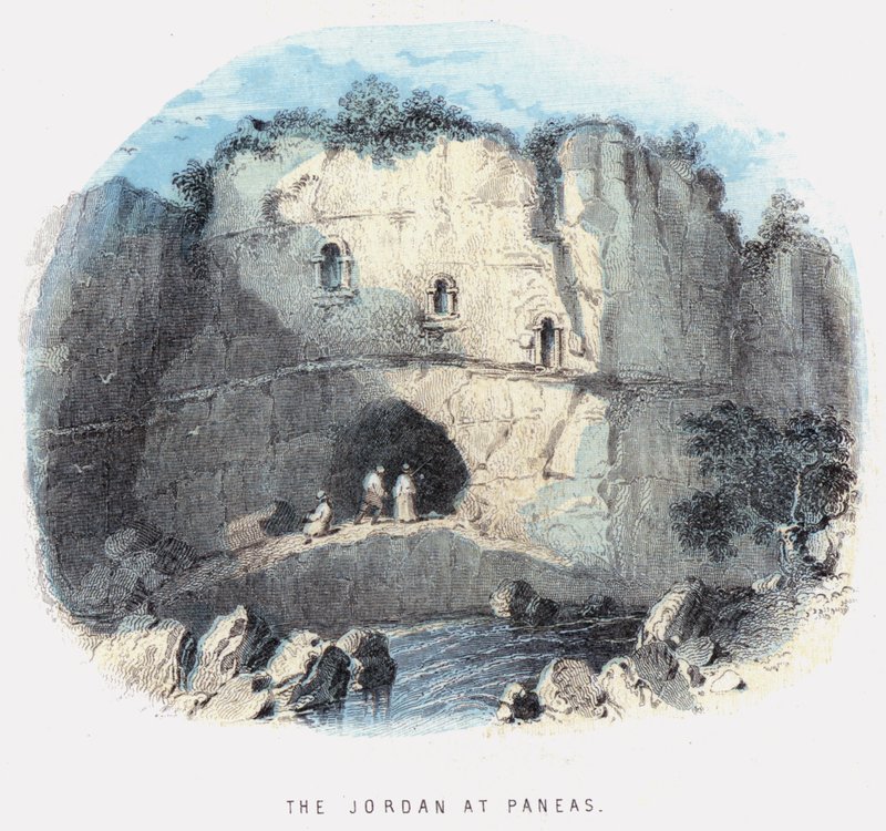 Jordan vid Paneas (färgad gravyr) av English School