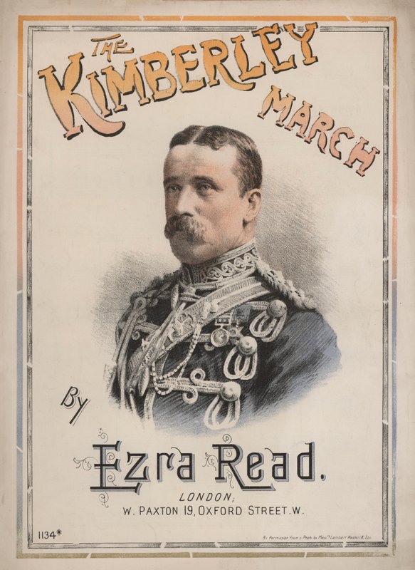 The Kimberley March, notomslag med ett porträtt av general John French (lito i färg) av English School