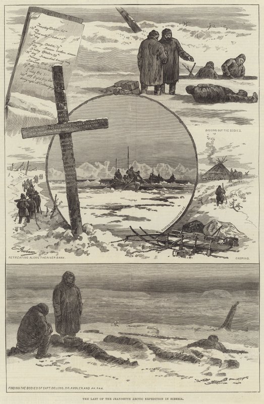 Den sista av Jeannette Arctic Expedition i Sibirien (gravyr) av English School