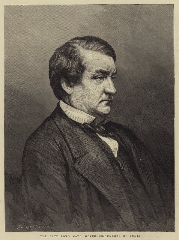 The Late Lord Mayo, Indiens generalguvernör (gravyr) av English School
