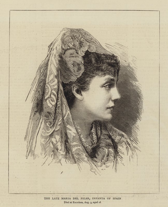The Late Maria del Pilar, Infanta of Spain (gravyr) av English School