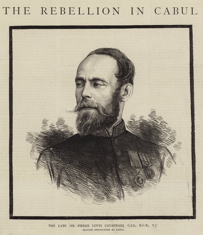 Den sene Sir Pierre Louis Cavagnari, CSI, KCB, VC (gravyr) av English School