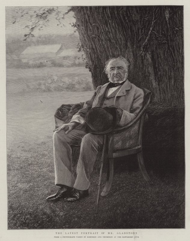 De senaste porträtten av Mr Gladstone (gravyr) av English School