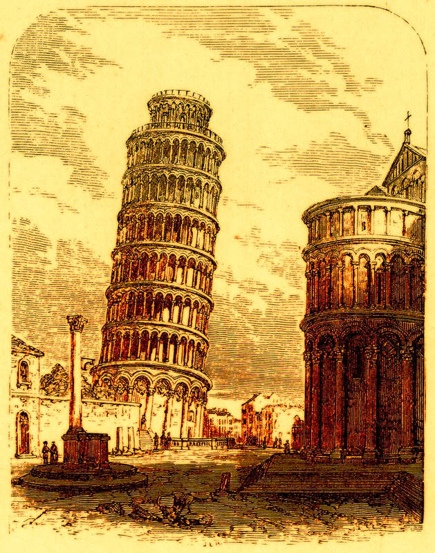 The Leaning Tower, and Apsis of the Cathedral, Pisa, illustration från The World as it Is av George Chisholm, publicerad 1885 (digitalt förbättrad bild) av English School