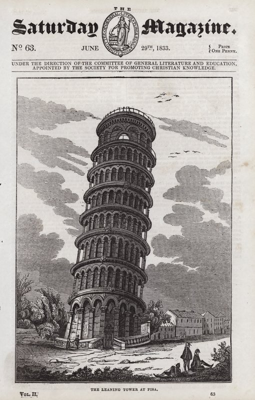 Det lutande tornet i Pisa (gravyr) av English School