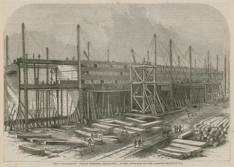 Ångfartyget Leviathan (Great Eastern), som det dök upp i början av 1855 av English School