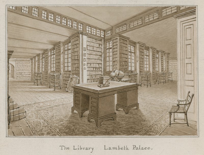 The Library, Lambeth Palace, London (wc på papper) av English School