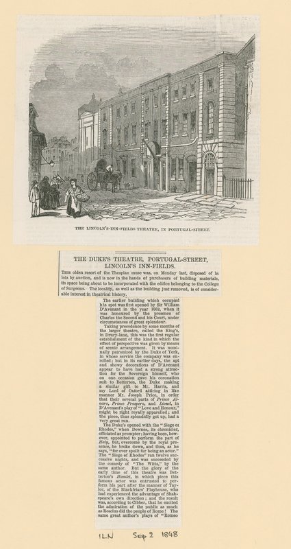 Lincolns Inn Fields Theatre på Portugal Street av English School