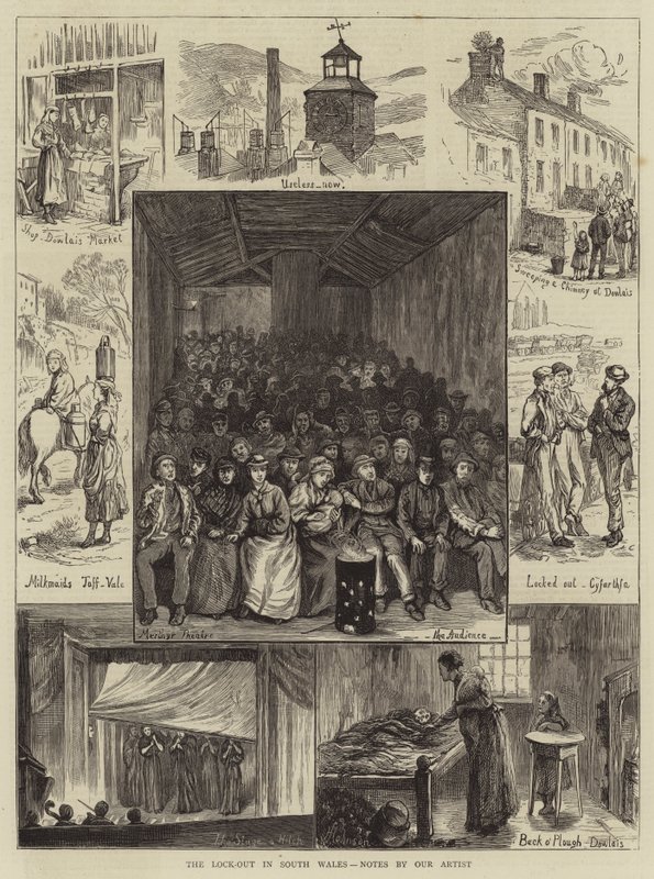 The Lock-Out in South Wales, anteckningar av vår konstnär (gravyr) av English School