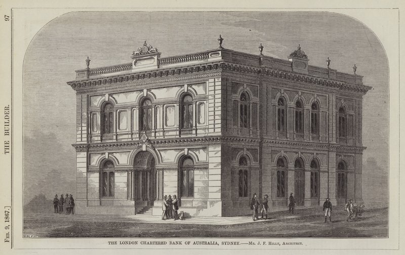 The London Chartered Bank of Australia, Sydney, Mr J F Hilly, arkitekt (gravyr) av English School