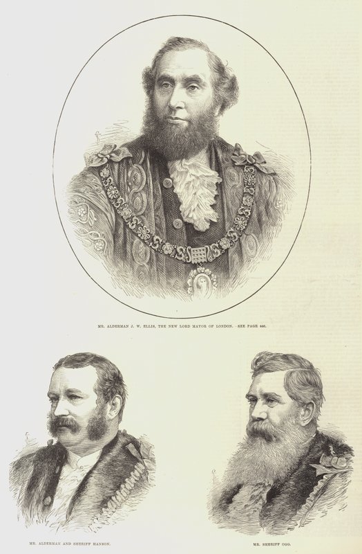 Lord Mayor and Sheriffs of London (gravyr) av English School