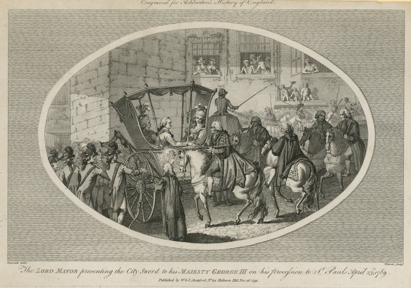 Överborgmästaren överlämnar stadssvärdet till Hans Majestät George III av English School