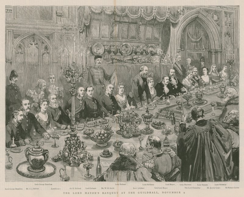 Lord Mayors Bankett i Guildhall, London, 9 november 1887 av English School