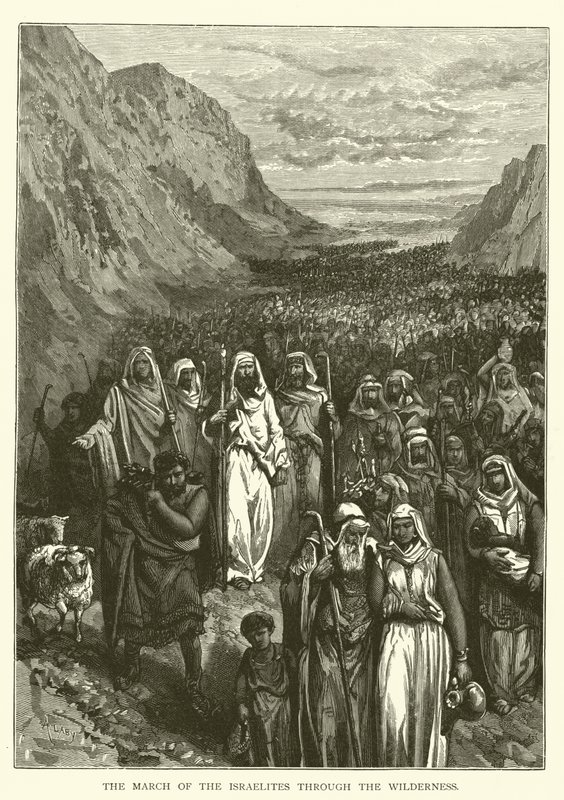Israeliternas marsch genom öknen (gravyr) av English School