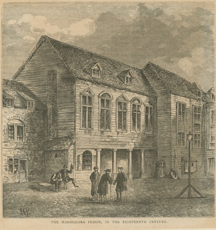 Marshalsea-fängelset på 1700-talet av English School