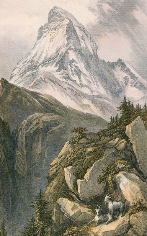 Matterhorn, eller Mont Cervin. Ovanifrån Zermatt, Schweiz av English School