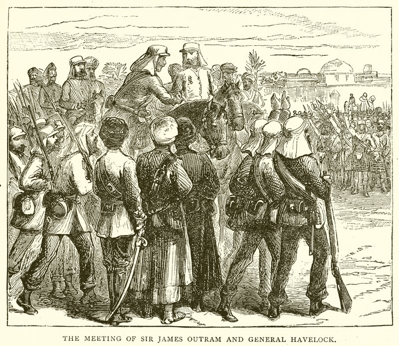 Mötet mellan Sir James Outram och general Havelock av English School