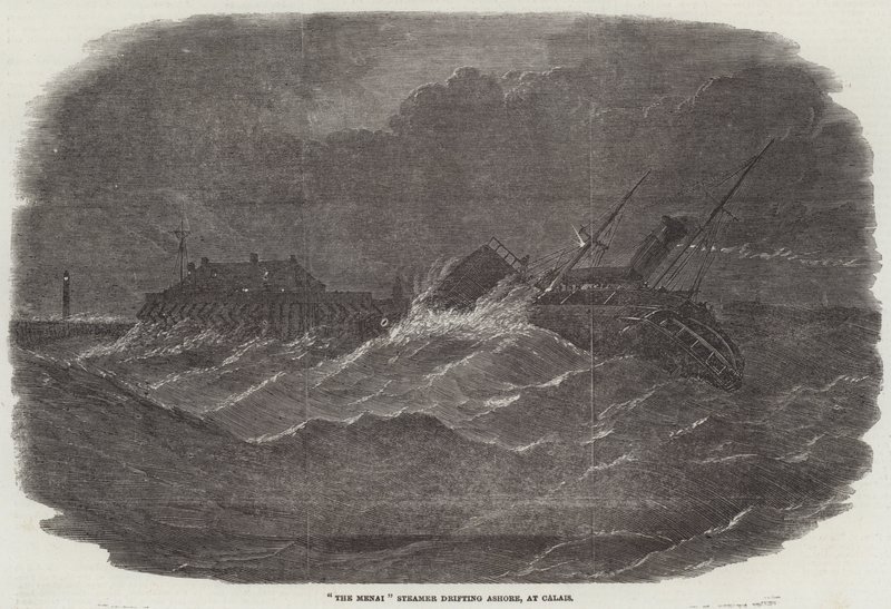 "The Menai" Steamer driver iland, vid Calais (gravyr) av English School