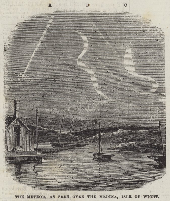 Meteoren, sett över Medina, Isle of Wight (gravyr) av English School